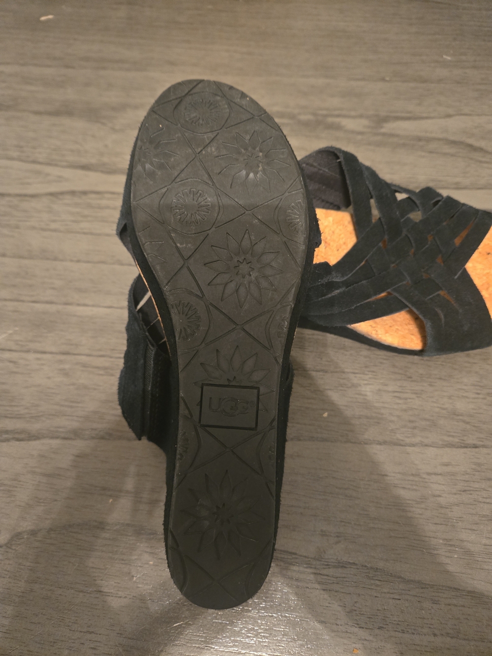 UGG Australia 1019976 Lilah Wedge Black Suede Shoes Sandals US 8.5 - Picture 5 of 5